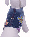 Euphoria Flower Denim Harness Vest w/ Leash by Cha-Cha Couture - Blue