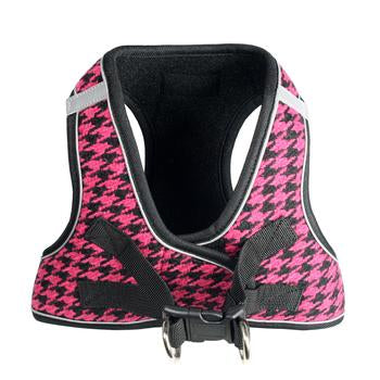 EZ Reflective Houndstooth Dog Harness Vest by Hip Doggie - Pink/Black