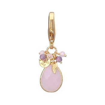 Faceted Stone Dog Collar Charm - Pink Quartz