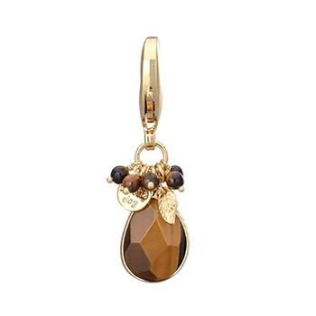 Faceted Stone Dog Collar Charm - Tiger Eye