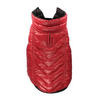 Featherlite Reversible-Reflective Puffer Dog Vest by Hip Doggie - Black/Red - 4 Pet Supply