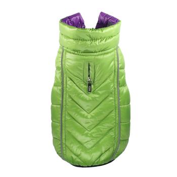 Featherlite Reversible-Reflective Puffer Dog Vest by Hip Doggie - Green/Purple