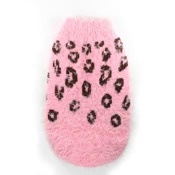 Feathersoft Cheetah Dog Sweater by Hip Doggie - Pink