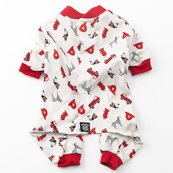 Firetrucks Dog Pajamas - Cream