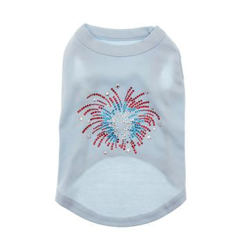 Fireworks Rhinestone Dog Tank Top - Baby Blue