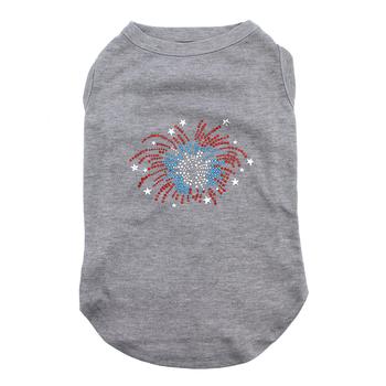 Fireworks Rhinestone Dog Tank Top - Gray