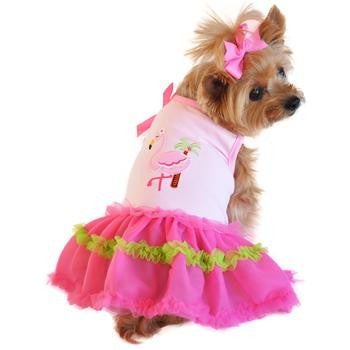 Flamingo and Palm Tank Designer Dog Dress