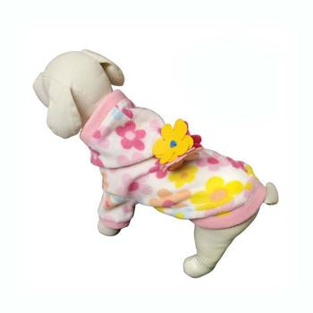 Floral Fleece Dog Hoodie with Flowers by Klippo