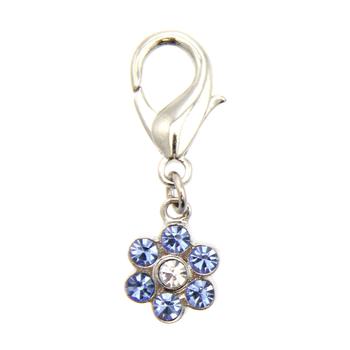 Flower D-Ring Pet Collar Charm by FouFou Dog - Blue