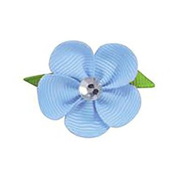 Flower Dog Bow with Alligator Clip - Light Blue