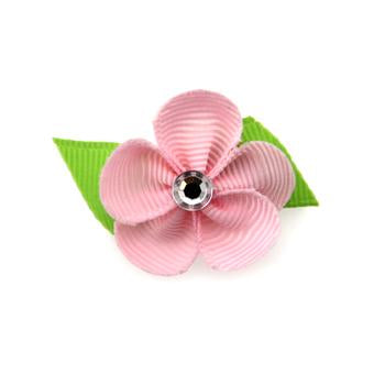 Flower Dog Bow with Alligator Clip - Pearl Pink