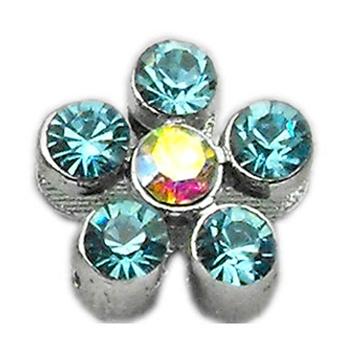 Flower Slider Dog Collar Charm - Turquoise