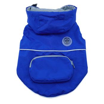 FouFouDog Rainy Day Dog Poncho with Built-in Travel Pouch - Blue