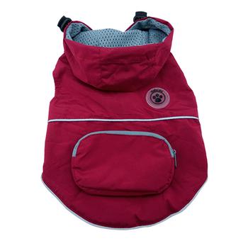 FouFouDog Rainy Day Dog Poncho with Built-in Travel Pouch - Burgundy