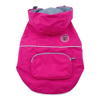 FouFouDog Rainy Day Dog Poncho with Built-in Travel Pouch - Pink