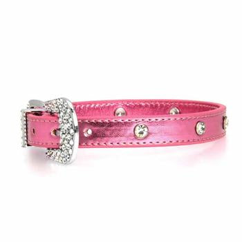 Foxy Metallic Jewel Dog Collar by Cha-Cha Couture - Pink