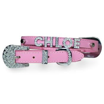 Foxy Matte Dog Collar with Letter Strap - Pink