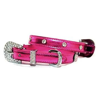 Foxy Metallic Jewel Dog Collar by Cha-Cha Couture - Hot Pink