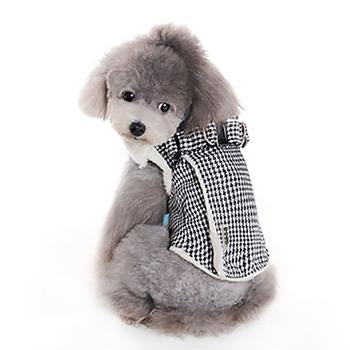 Furry Houndstooth Dog Harness Coat by Dogo - Black