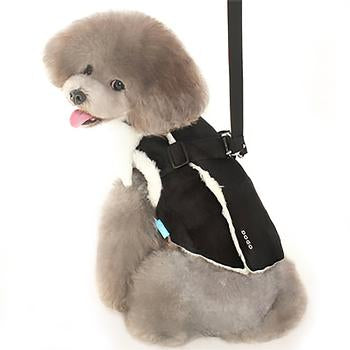 Furry Winter Dog Harness Coat by Dogo - Black