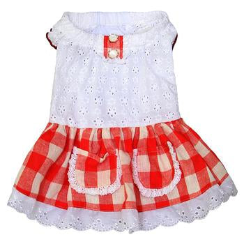 Gingham Country Dog Dress by Dobaz - Red