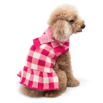 Gingham Dog Sweater Dress by Dogo - Pink