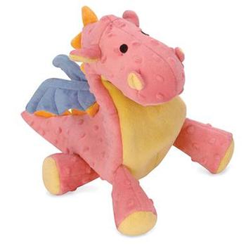 goDog Dragons Tough Plush Dog Toy - Coral