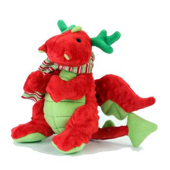 GoDog Holiday Dragons Dog Toy - Red