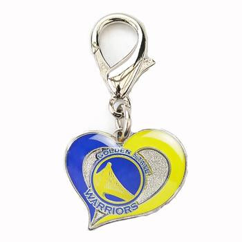 Golden State Warriors Swirl Heart Dog Collar Charm