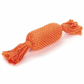 Grriggles Ruff Rope Squeaker Tosser Dog Toy - Orange