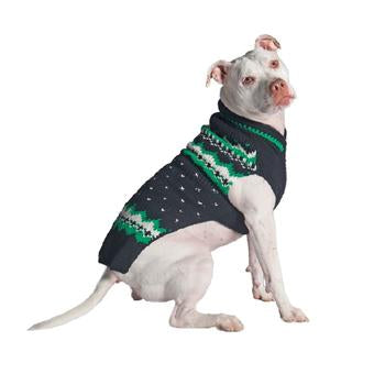 Handmade Alpine Fair Isle Wool Dog Sweater - Navy and Green