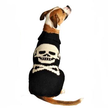 Handmade Black Skull Wool Dog Sweater