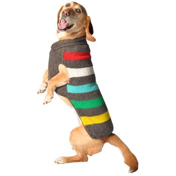 Handmade Charcoal Stripe Wool Dog Sweater