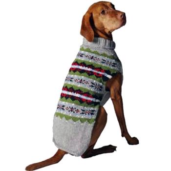 Handmade Fairisle Wool Dog Sweater - Gray