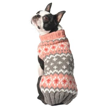 Handmade Fairisle Wool Dog Sweater - Peach