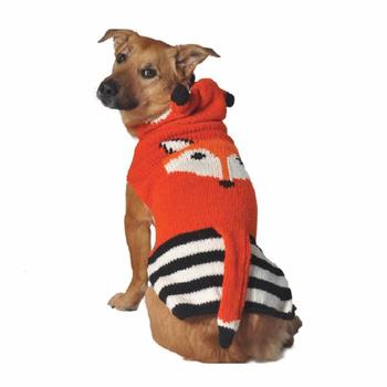 Handmade Foxy Hooded Wool Dog Sweater