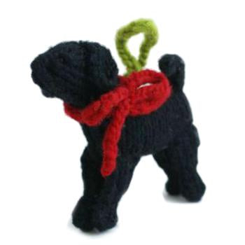 Handmade Knit Tree Dog Ornament - Black Lab