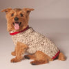 Handmade Oatmeal w/Red Trim Cable Knit Dog Sweater