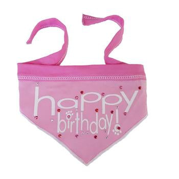 Happy Birthday Dog Bandana Scarf - Light Pink