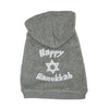 Happy Hanukkah Dog Hoodie - Gray