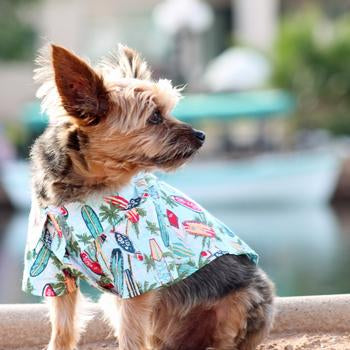 Hawaiian Camp Shirt by Doggie Design - Surfboards and Palms