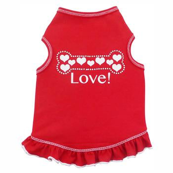 Hearts Bone Dog Dress - Red