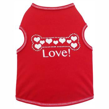 Hearts Bone Dog Tank - Red