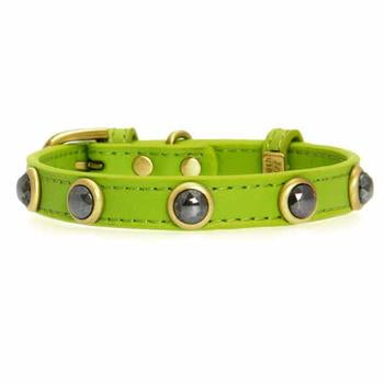 Hematite Pebbies Dog Collar - Green