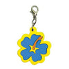 Hibiscus Soft Rubber Dog Collar Charm - Blue/Yellow