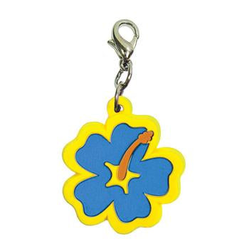 Hibiscus Soft Rubber Dog Collar Charm - Blue/Yellow