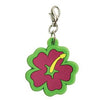 Hibiscus Soft Rubber Dog Collar Charm - Pink/Green