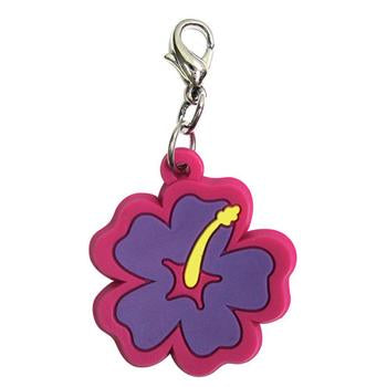 Hibiscus Soft Rubber Dog Collar Charm - Purple/Pink