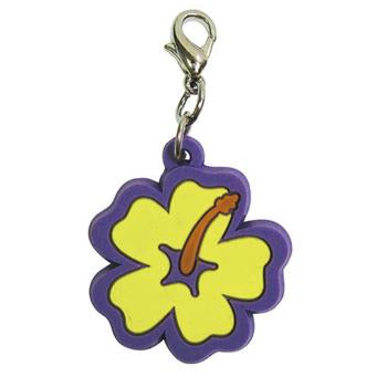 Hibiscus Soft Rubber Dog Collar Charm - Yellow/Purple