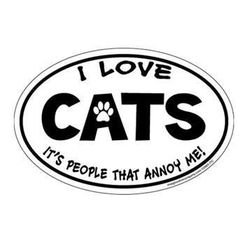 I Love Cats...People Annoy Me Oval Magnet